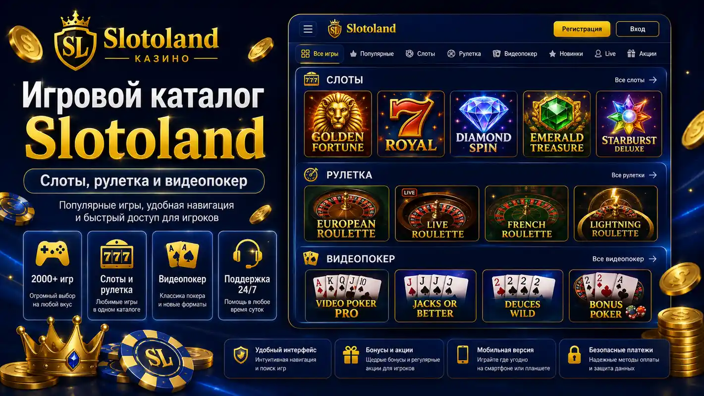 Игровой каталог Slotoland — слоты, рулетка и видеопокер